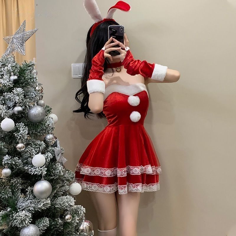 圣诞抹胸裙套装 兔女郎 羞羞