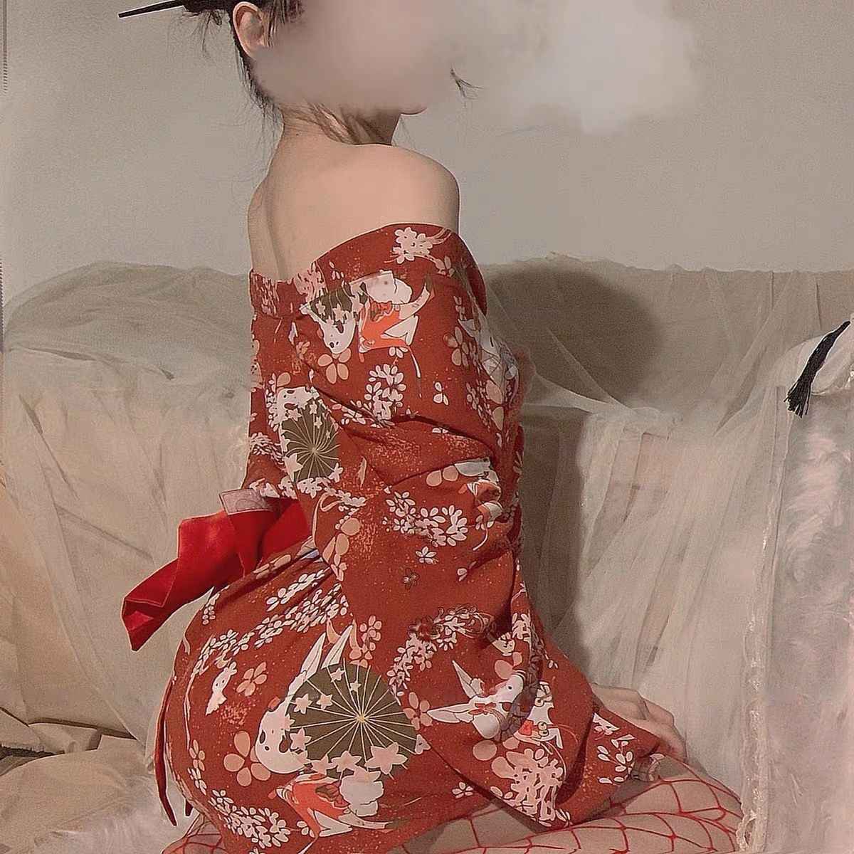 网红日式兔兔印花和服 和服 羞羞