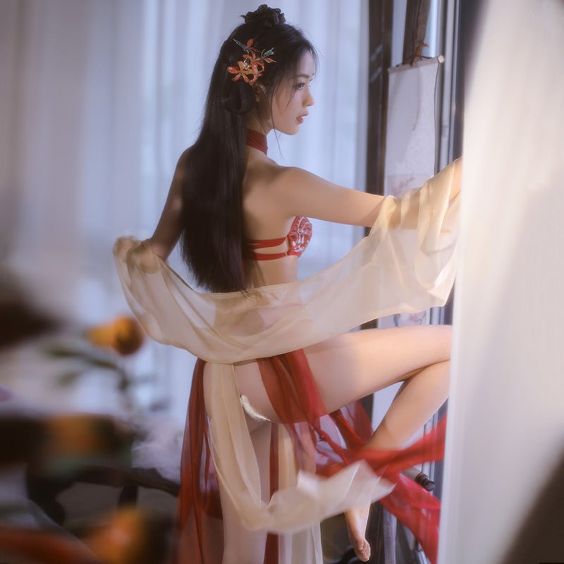 国潮绣花肚兜纱裙套装 古风 霏慕