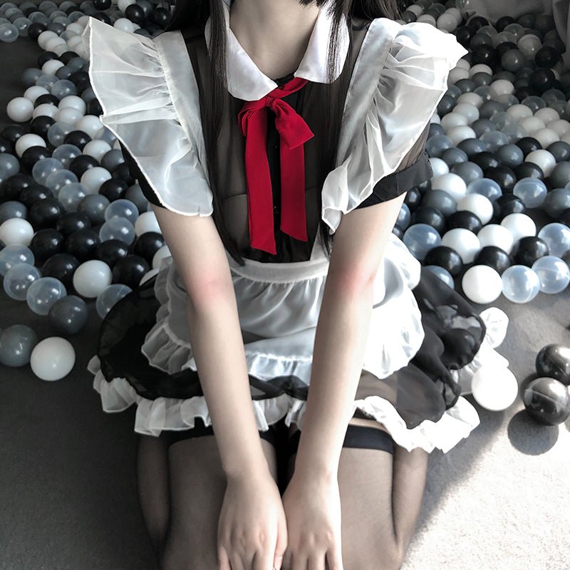 蝴蝶结黑纱透视女仆装 女仆 LLT