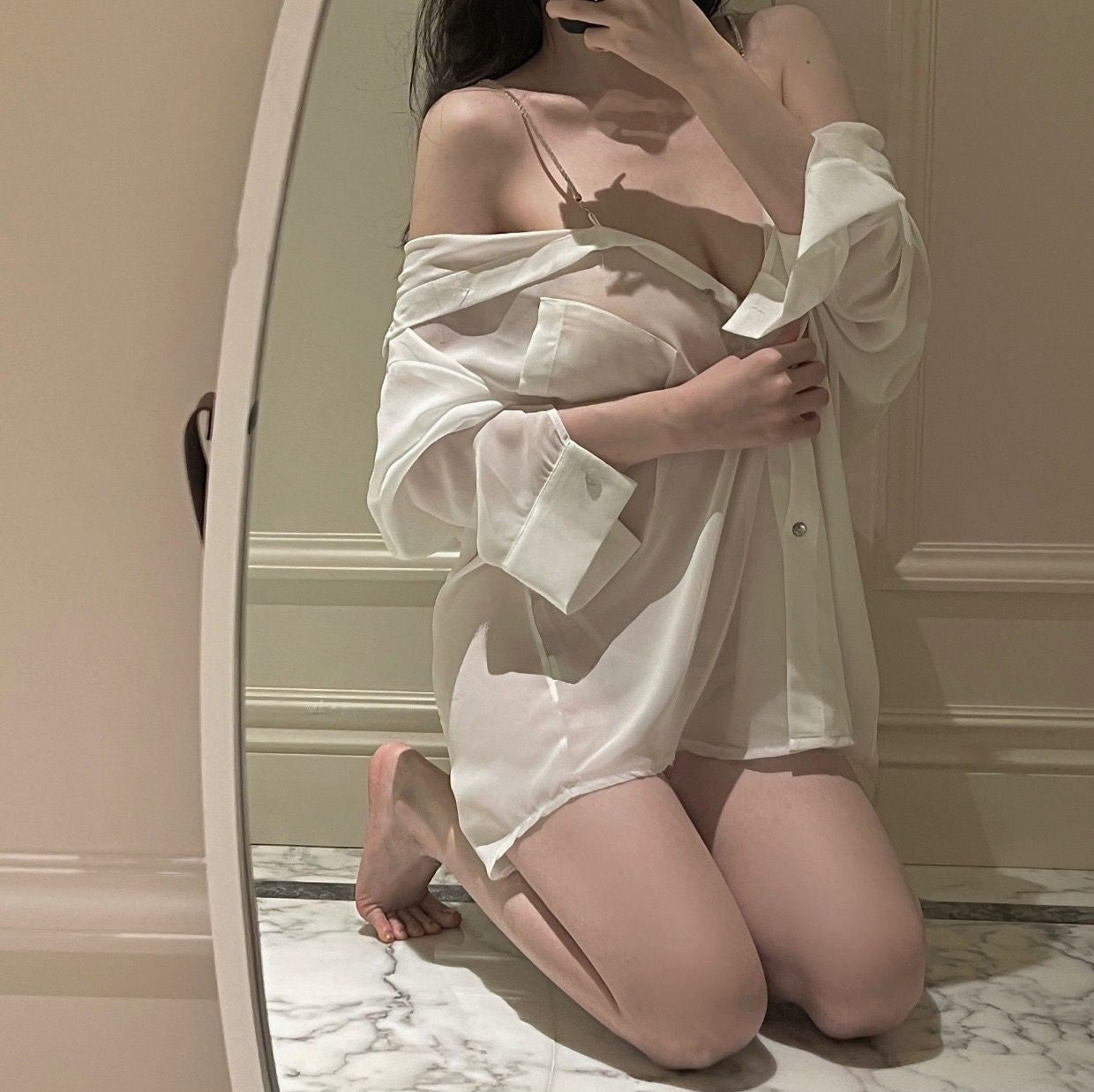 吊链男友衬衫式睡裙 睡裙 宜约