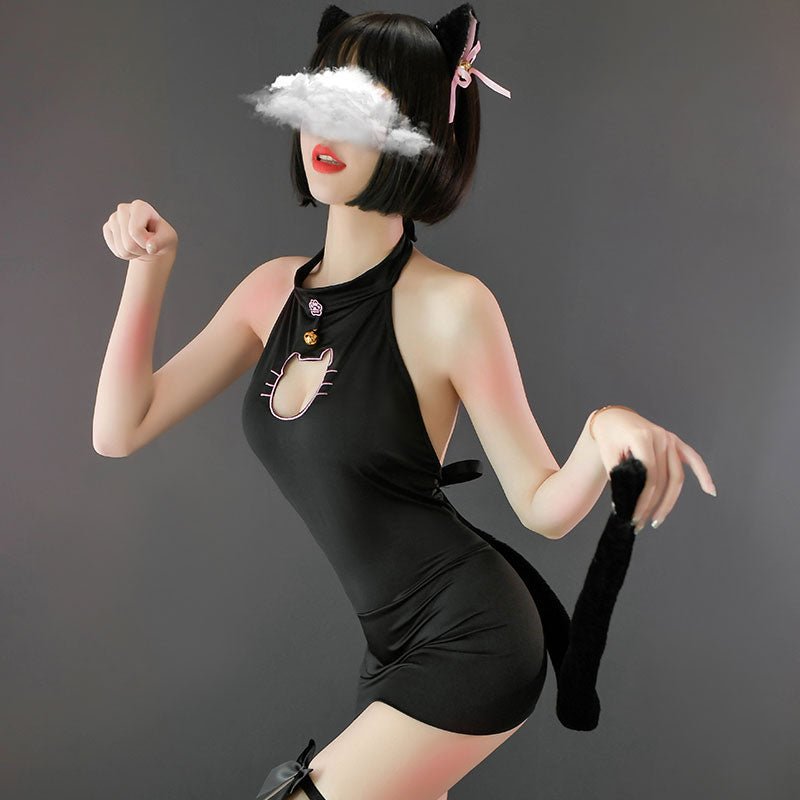 性感小野猫镂空露乳包臀裙 猫娘 瑰若