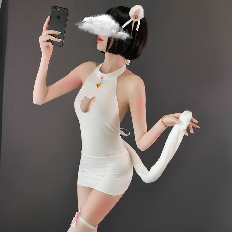 性感小野猫镂空露乳包臀裙 猫娘 瑰若